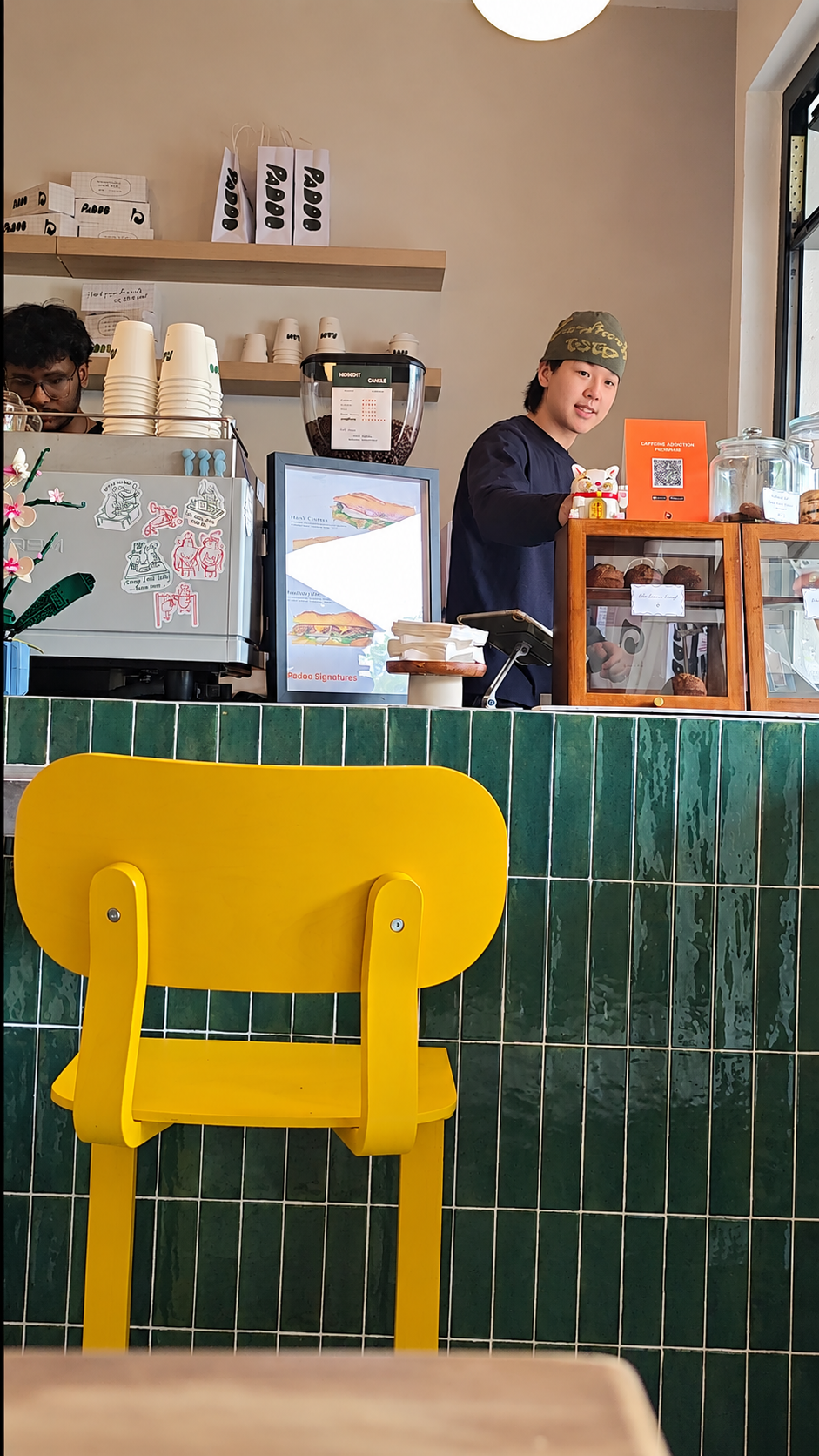 PADOO café counter and interior branding in Malaysia