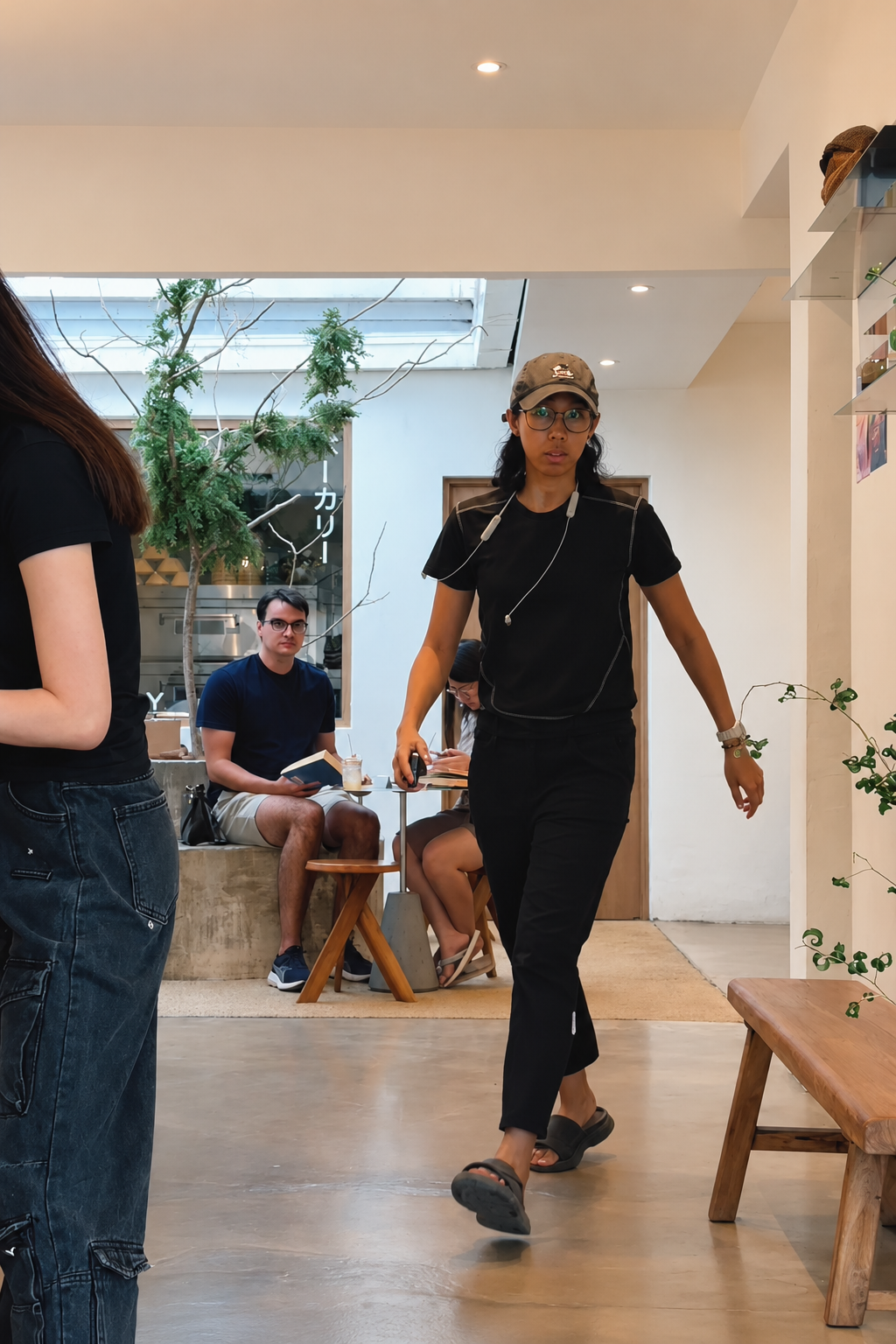 Candid doorway scene from Don’t Forget Your Cap short brand film